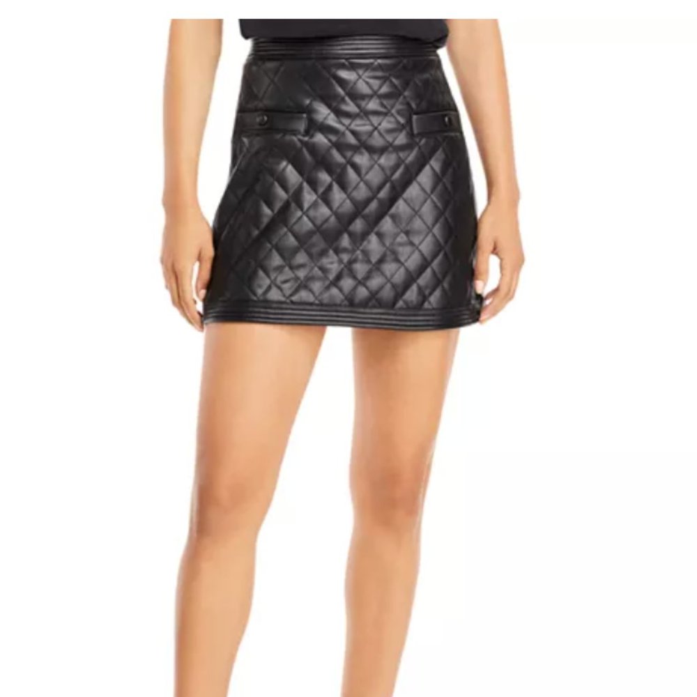 Faux Leather Quilted Mini Skirt - 100% Exclusive